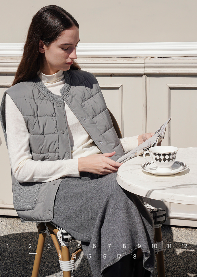 (F/W) Knitted-back down vest