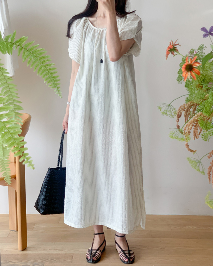 Seersucker striped dress