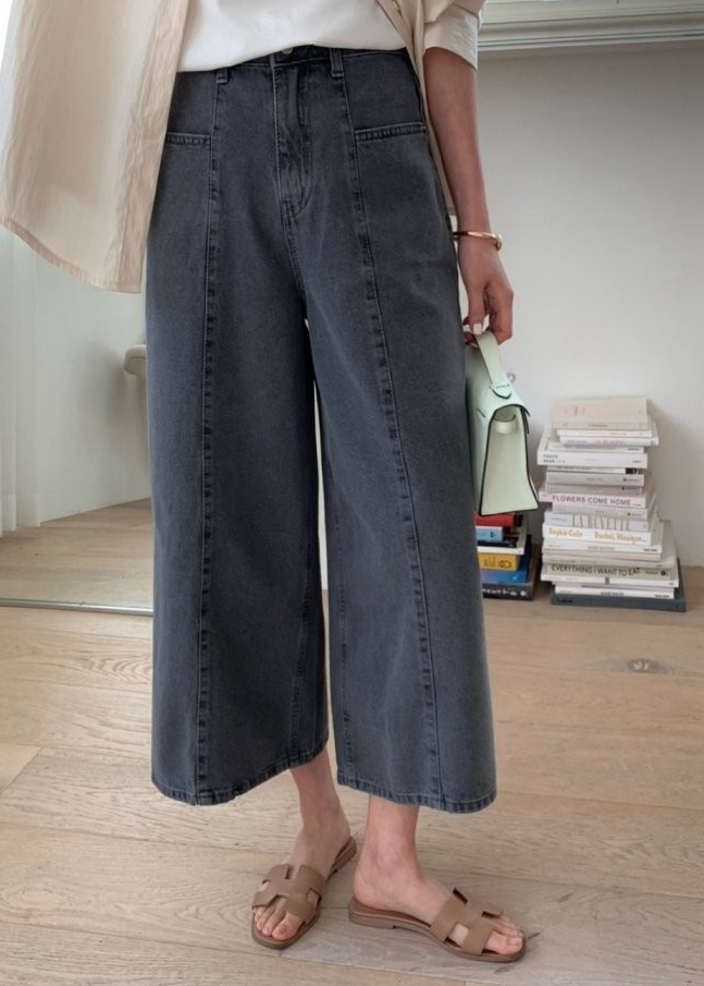 Stitch Grey wide jeans