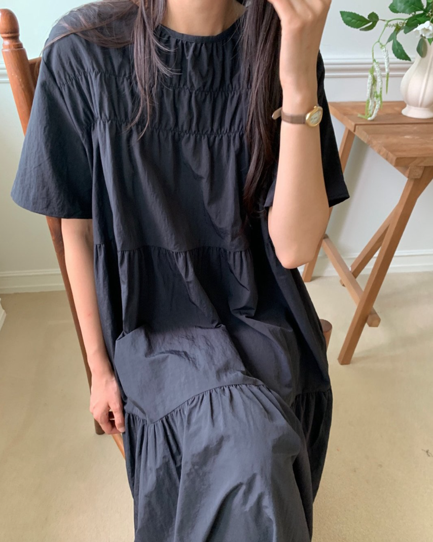 Nylon smocked dress