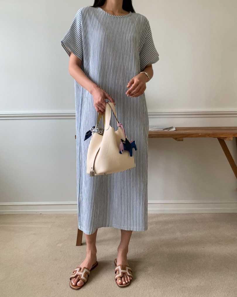 Soft seersucker striped dress