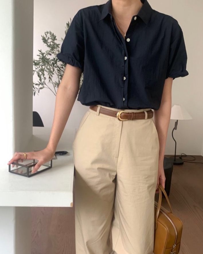 Nylon roll up sleeve shirt