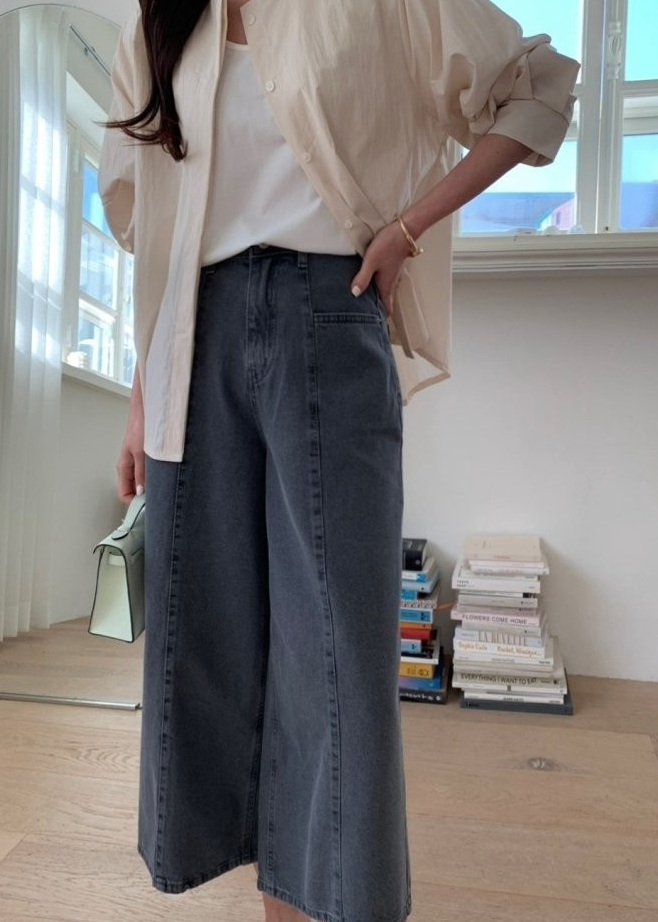 Stitch Grey wide jeans