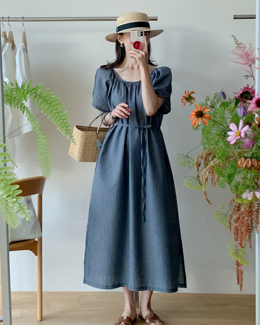 Seersucker striped dress