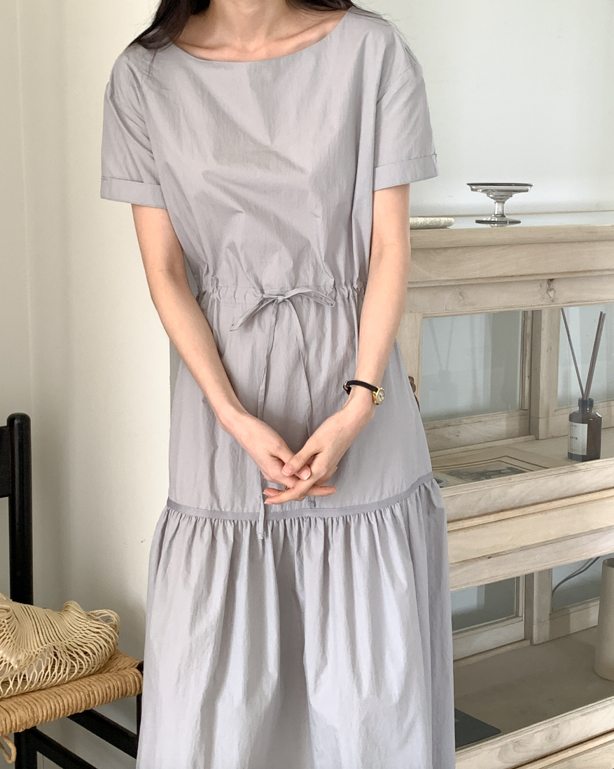 Boat-neck Tiered dress