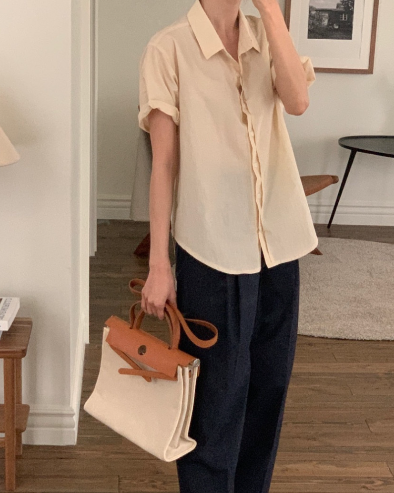 Nylon roll up sleeve shirt