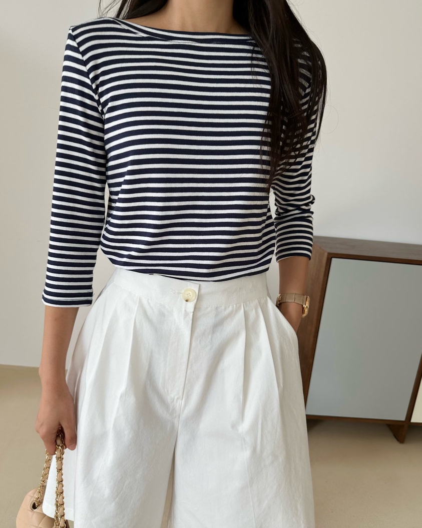 Boatneck striped tee