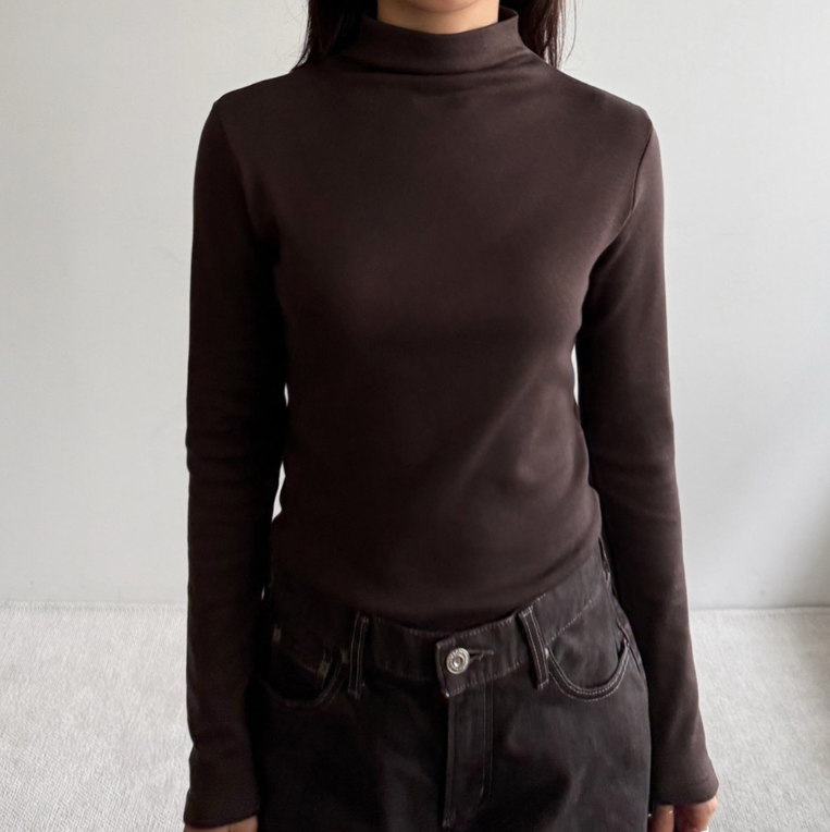 (F/W) Cotton-modal high neck top
