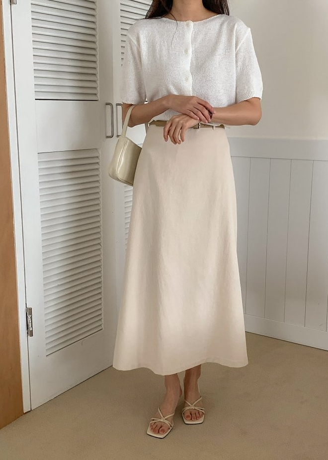 Cotton skirt with belt