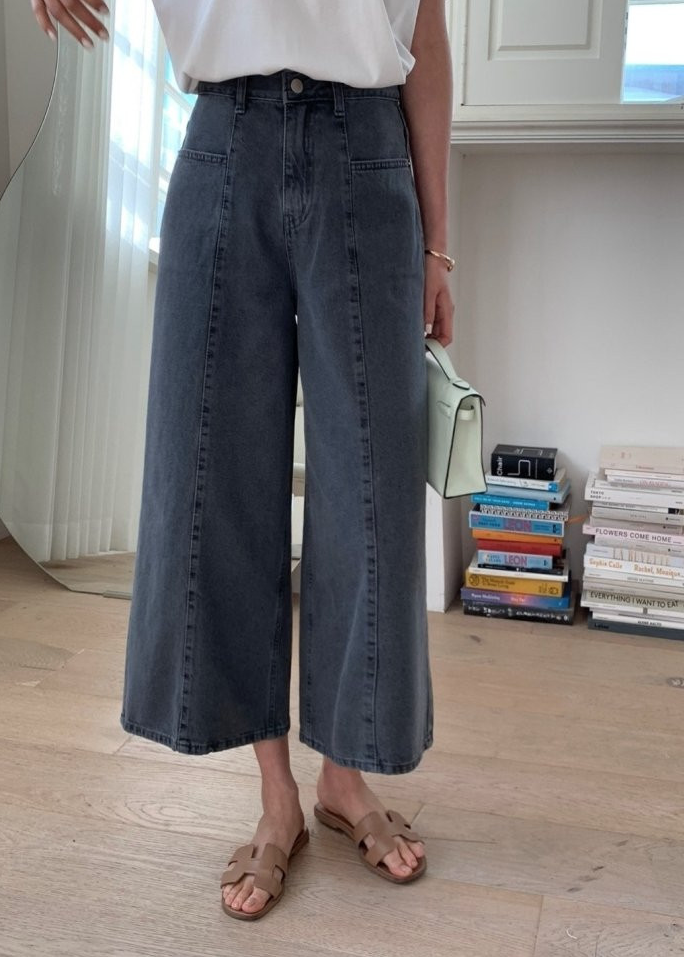Stitch Grey wide jeans