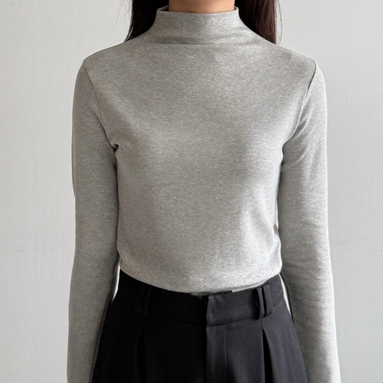 (F/W) Cotton-modal high neck top