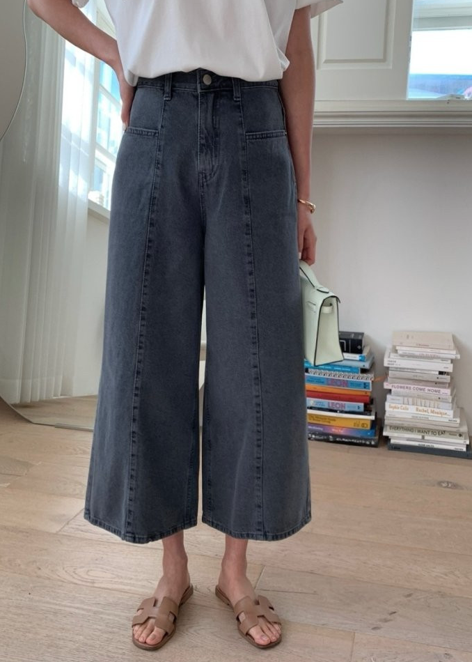 Stitch Grey wide jeans