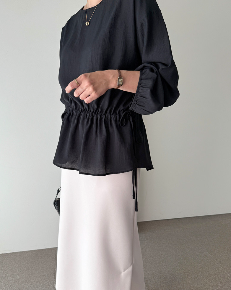 Waist string rayon blouse