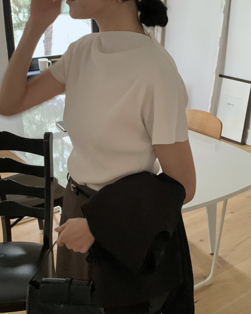 Half neck pleats top