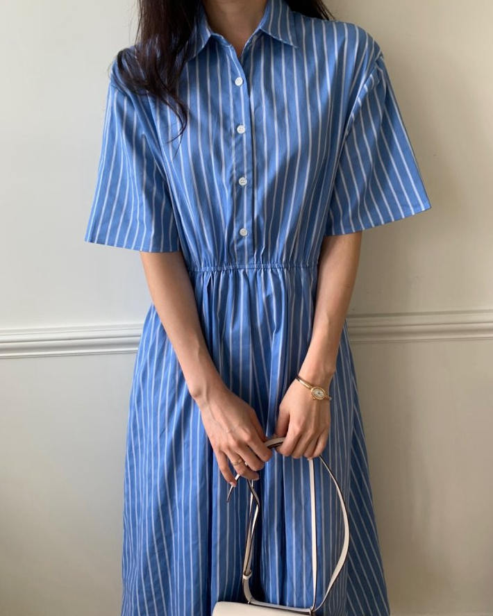 Half open striped dress