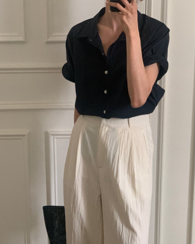 Nylon roll up sleeve shirt