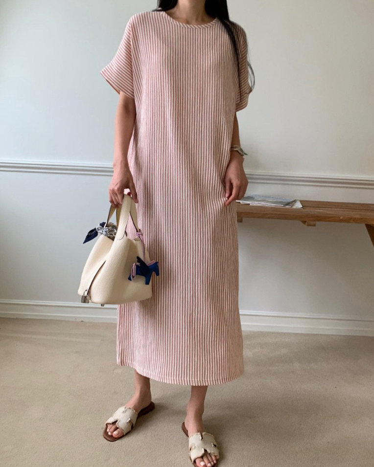Soft seersucker striped dress