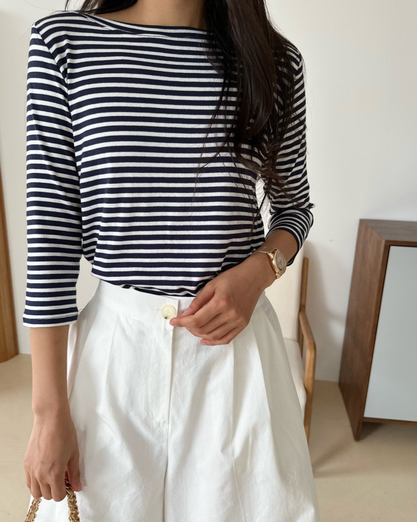 Boatneck striped tee