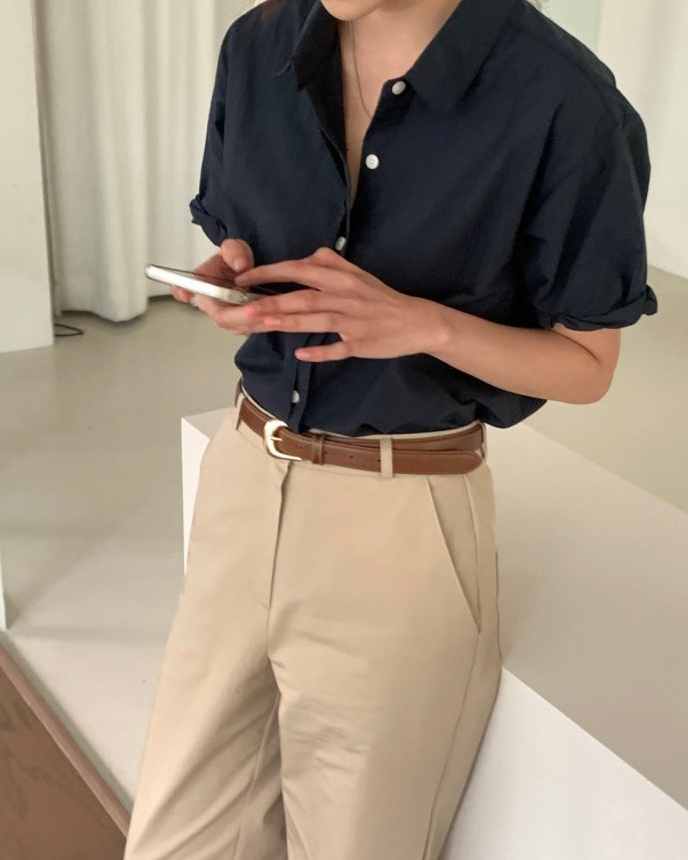 Nylon roll up sleeve shirt