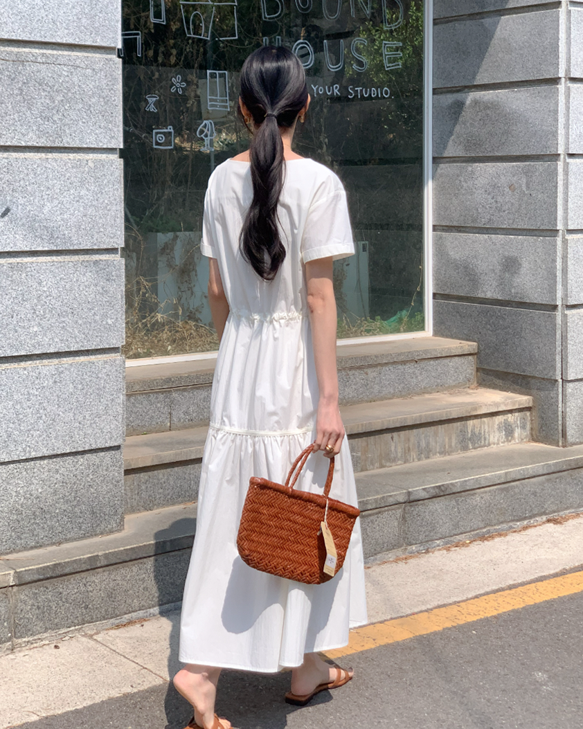 Boat-neck Tiered dress