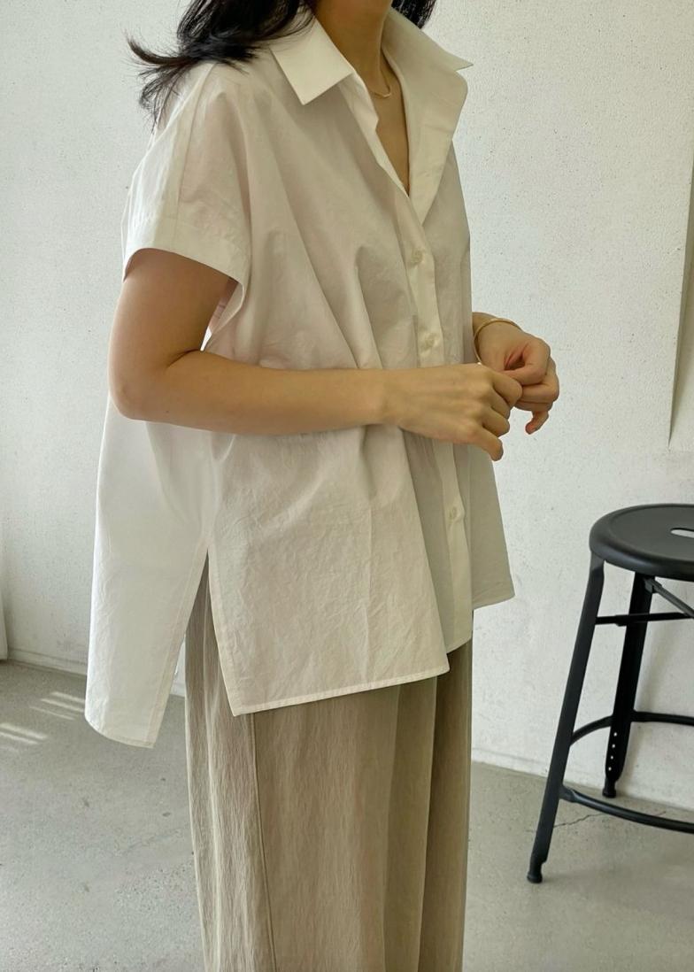 Crisp cotton cap sleeves shirt