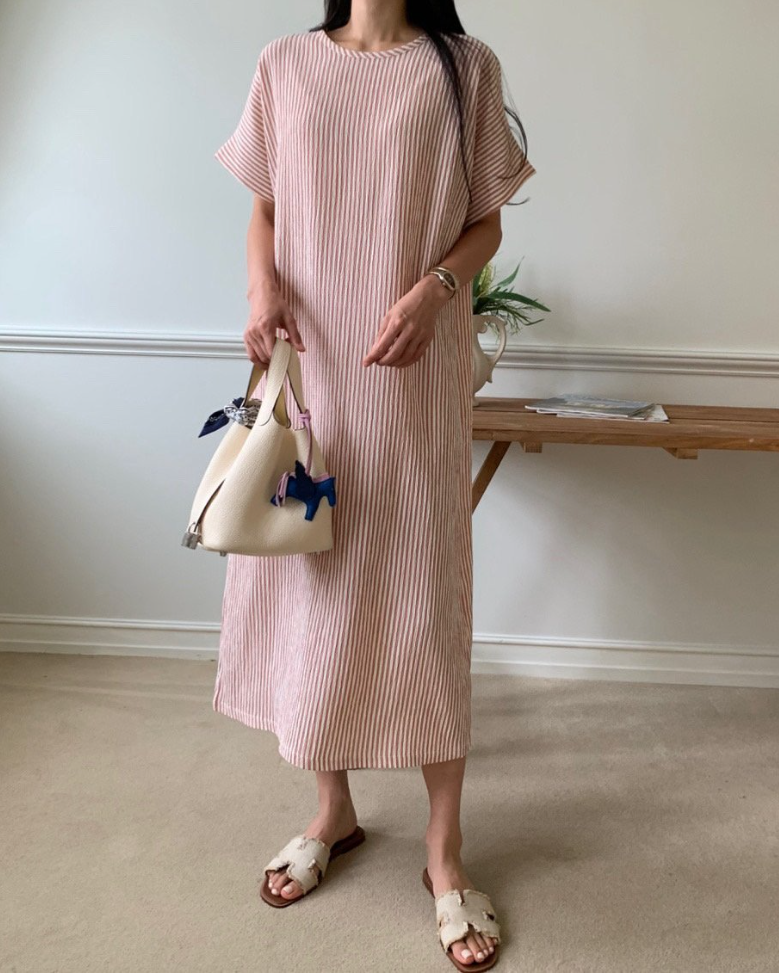 Soft seersucker striped dress