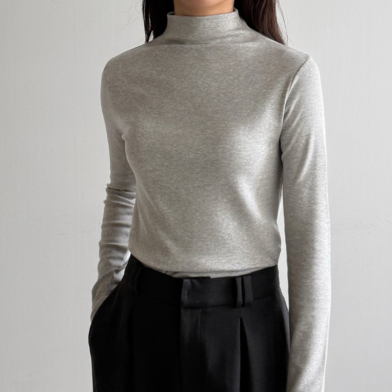 (F/W) Cotton-modal high neck top