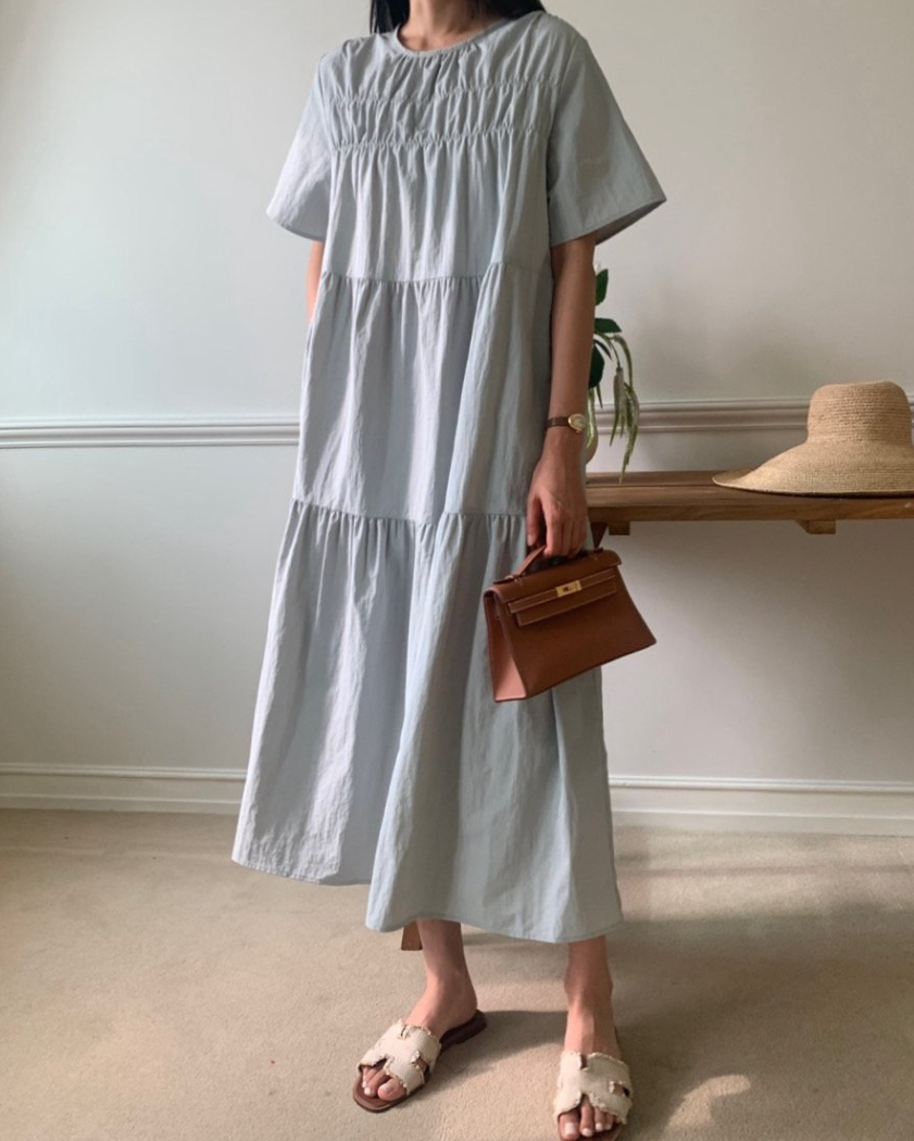 Nylon smocked dress