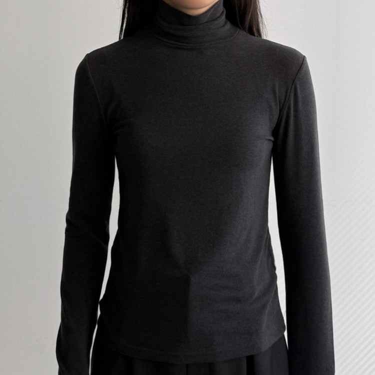 (F/W) Wool tencel high neck top