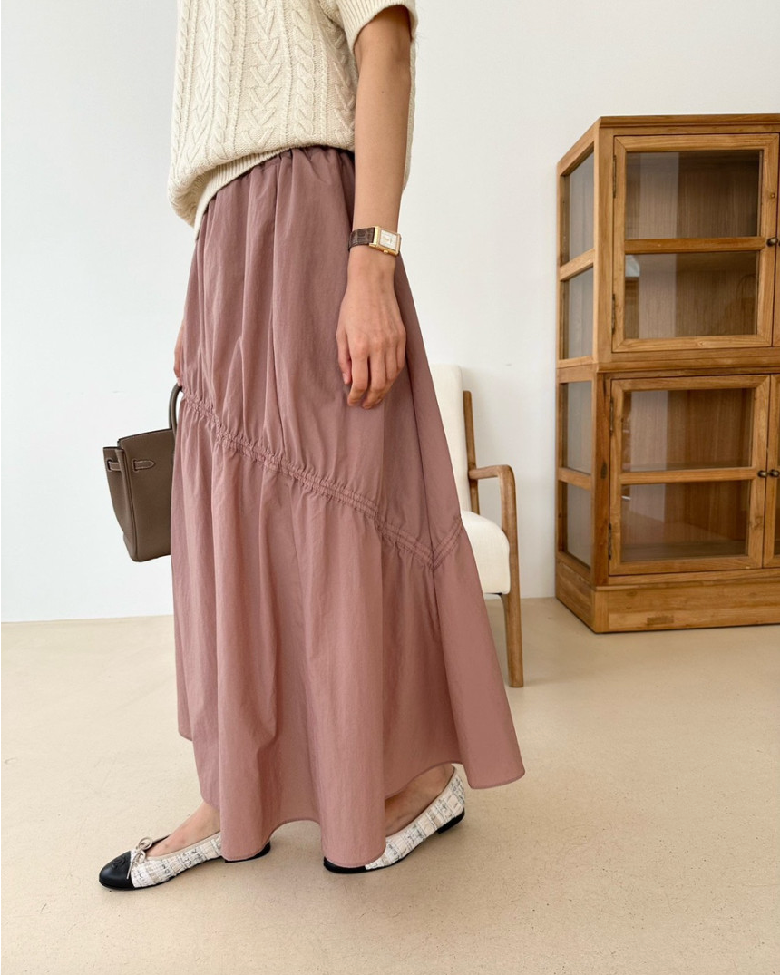 Nylon shirring skirt