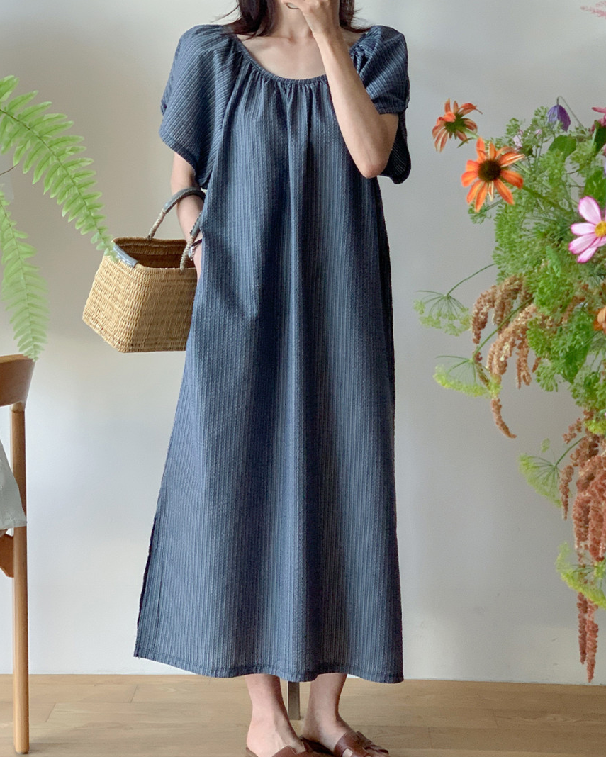 Seersucker striped dress