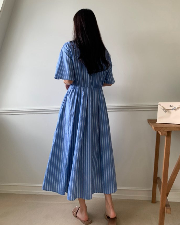 Half open striped dress