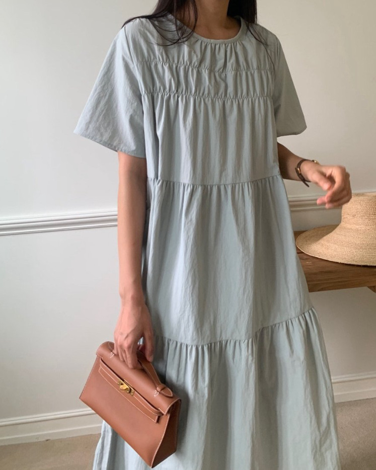 Nylon smocked dress