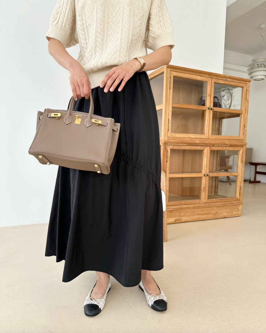 Nylon shirring skirt