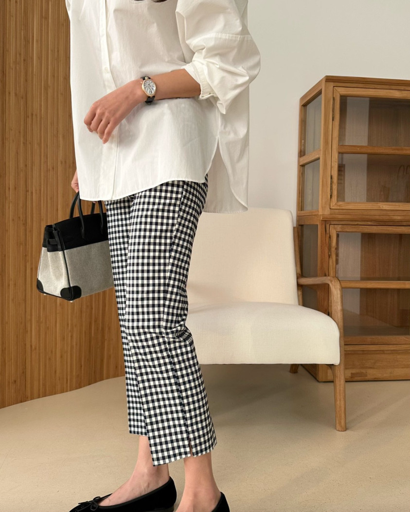 Checkered cropped pants