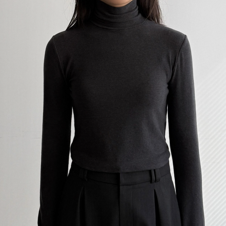 (F/W) Wool tencel high neck top
