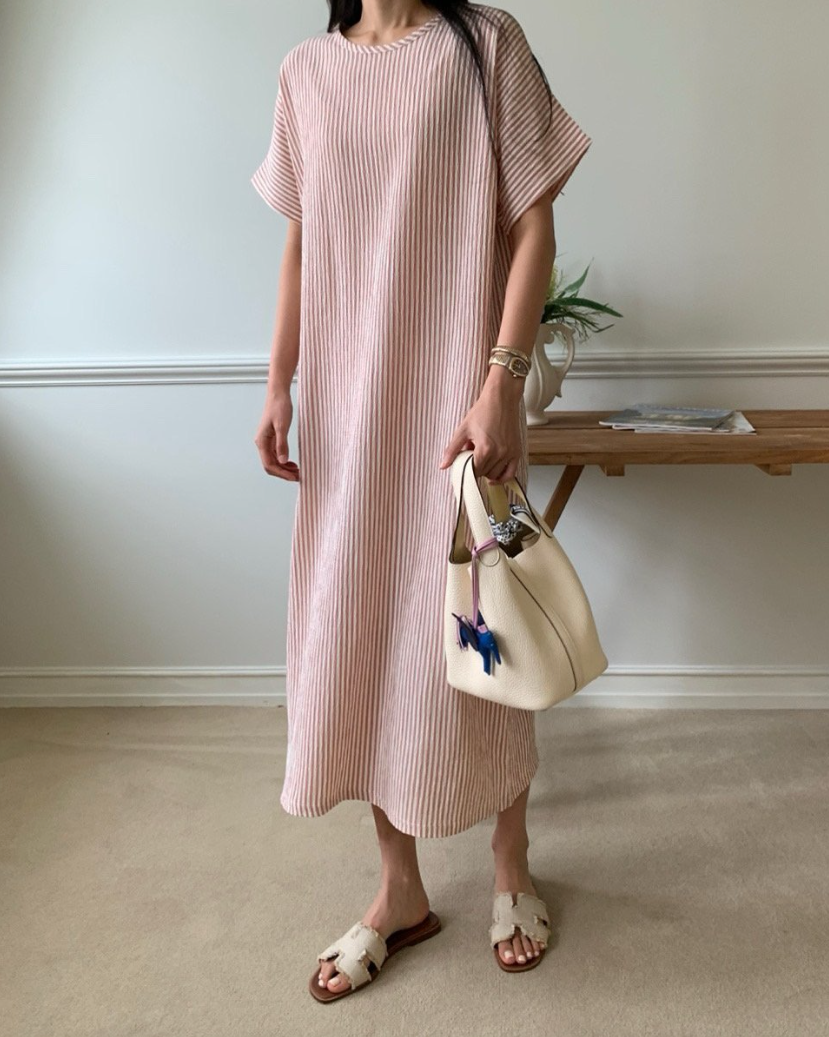 Soft seersucker striped dress