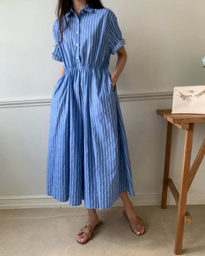 Half open striped dress