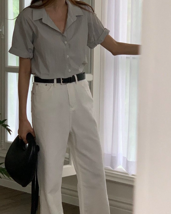 Nylon roll up sleeve shirt
