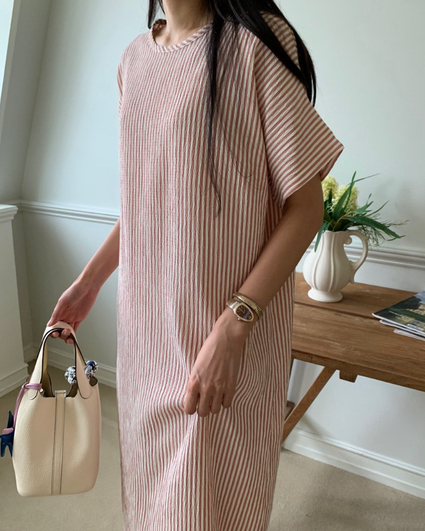 Soft seersucker striped dress