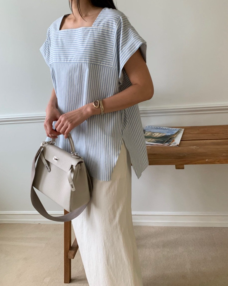 Striped tunic blouse