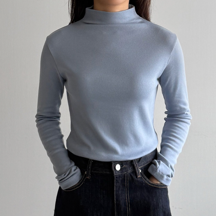 (F/W) Cotton-modal high neck top