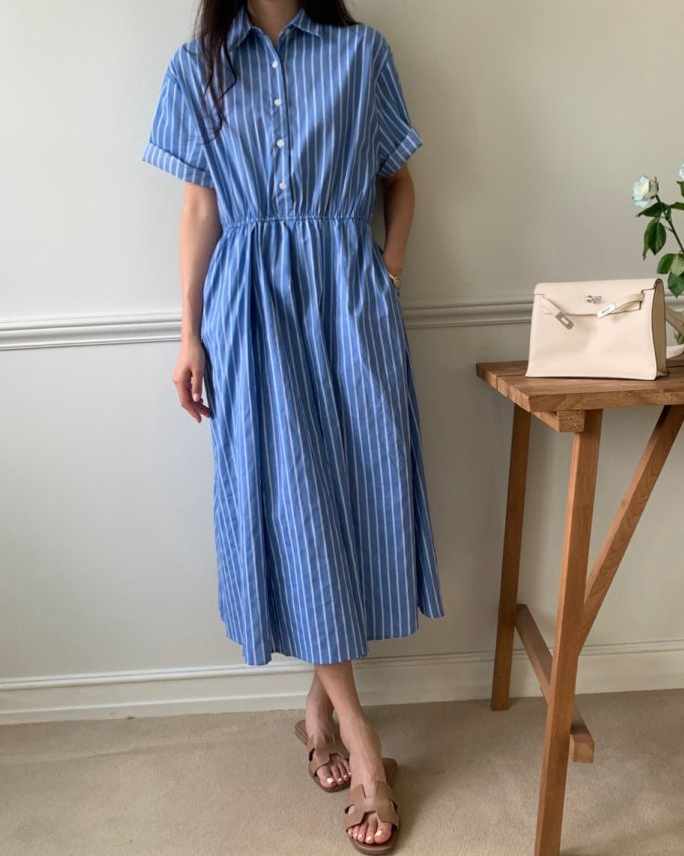 Half open striped dress
