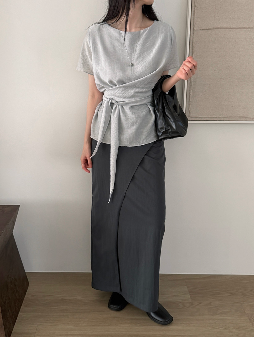 Waist sash blouse