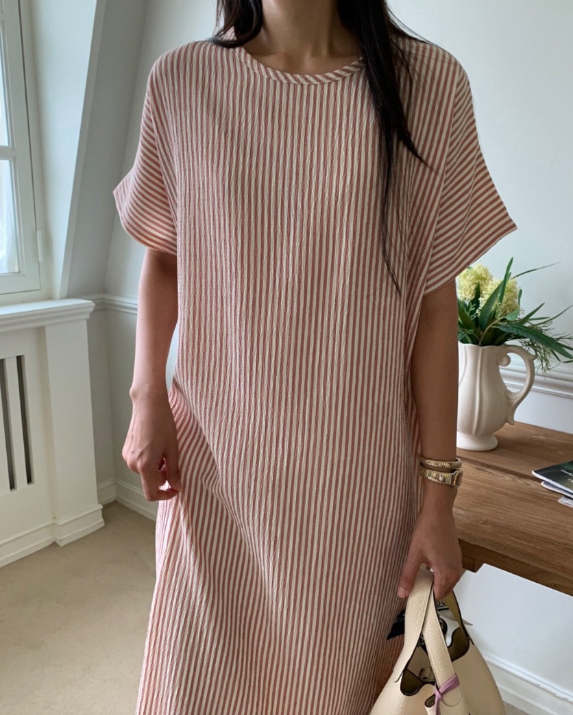 Soft seersucker striped dress