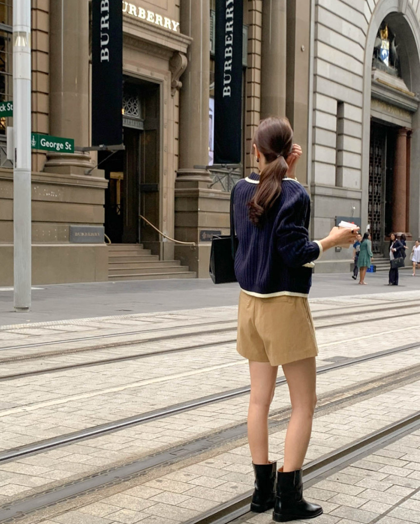 Pintuck shorts with belt