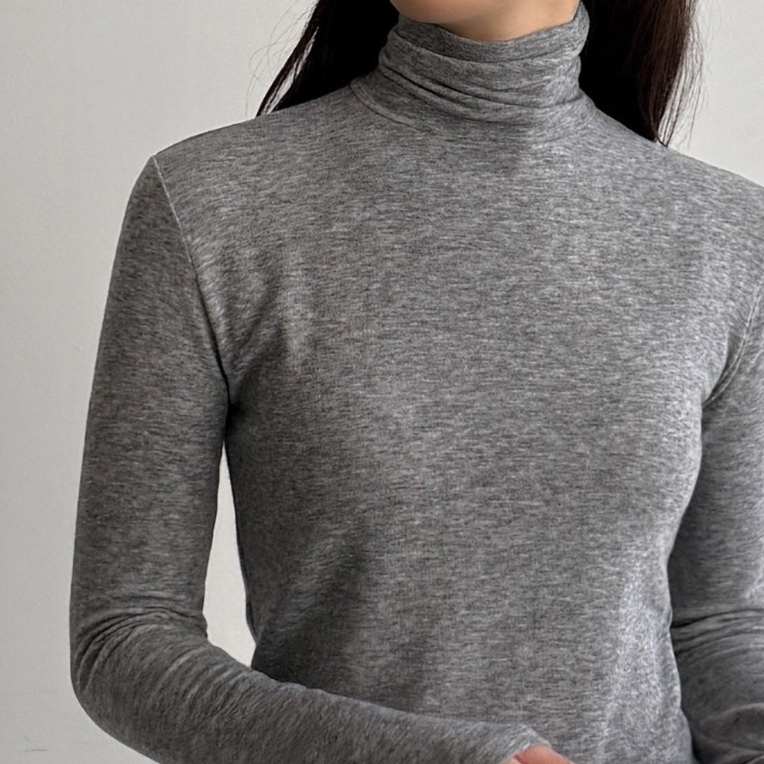 (F/W) Wool tencel high neck top