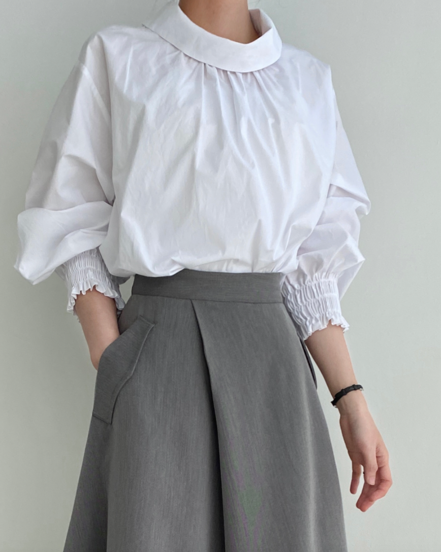 Cowl neck smock shirt