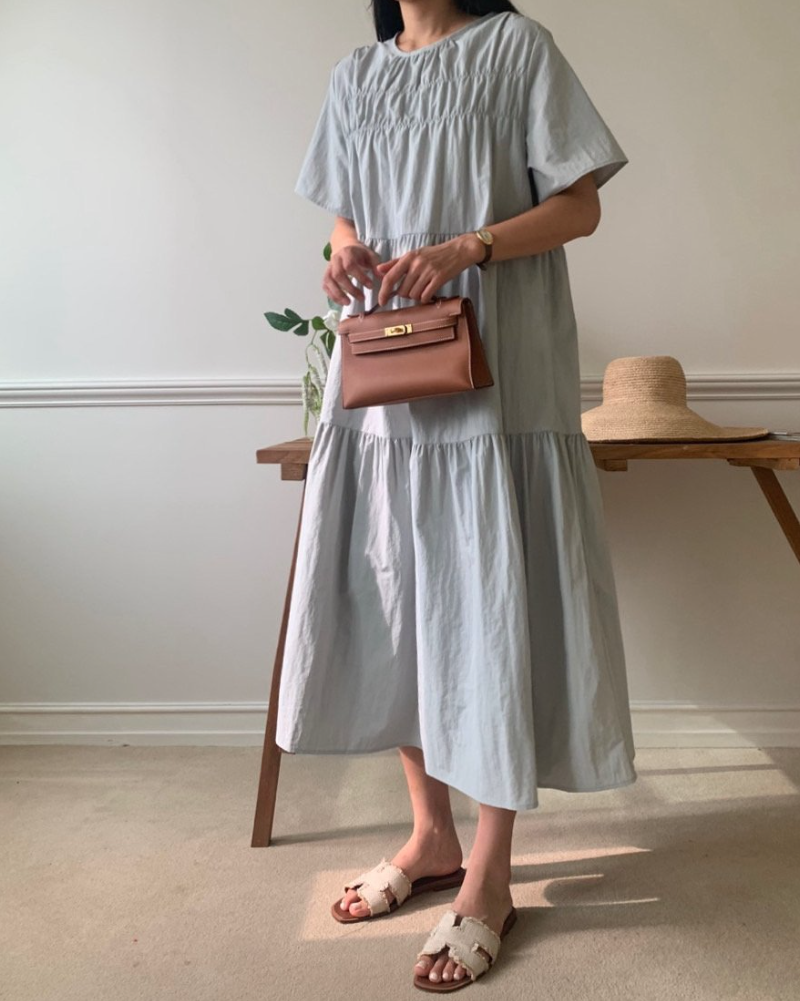 Nylon smocked dress