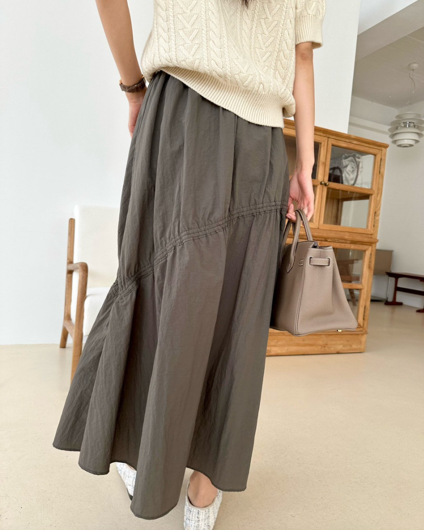 Nylon shirring skirt